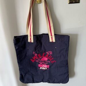 American Eagle Outfitters Dark Blue Tote with Red Details